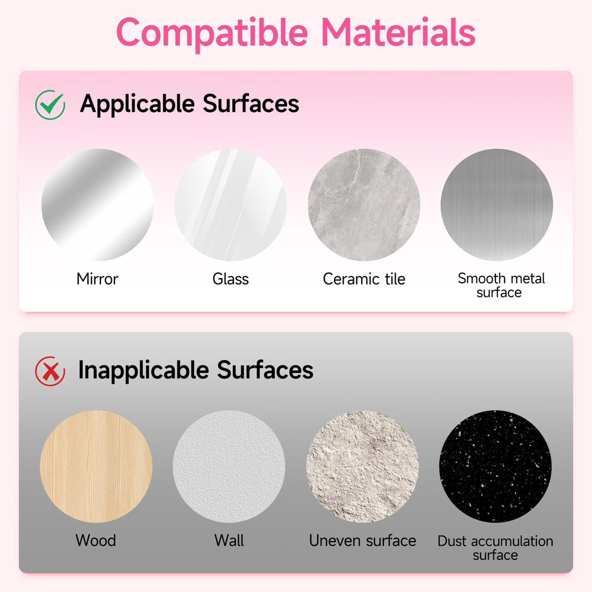(2 Pack) Silicone Suction Cup Phone Case Mount Double Sided, Sticky Phone Grip with Higher Suction Power for Cell Phone, Hands-Free Phone Accessories for Selfies and Videos, Pink